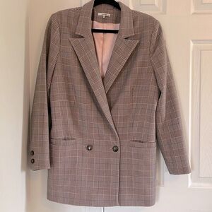 Ganni Double-breasted Plaid Blazer Size 40